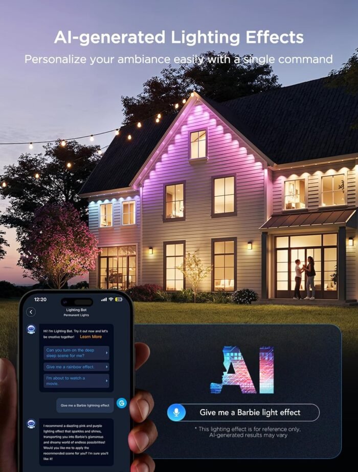 Govee Permanent Outdoor Lights 2, 100ft RGBIC Outdoor Lights with 72 LED Lights, IP67 Waterproof, 100 Scene Modes with 40lm White for Christmas Decorations, Works with Alexa, Google Assistant, Black - Image 3