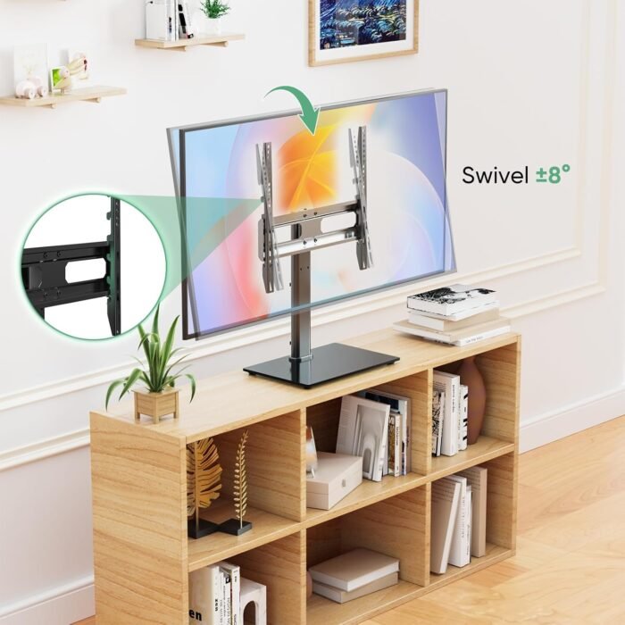 DUMOS Universal TV Stand Mount, Adjustable TV Stand with Cable Management for 26-55 Inch TVs, Holds Up to 99 LBS, 3 Height Adjustability, Max VESA 400x400mm - Great for Home Entertainment - Image 4