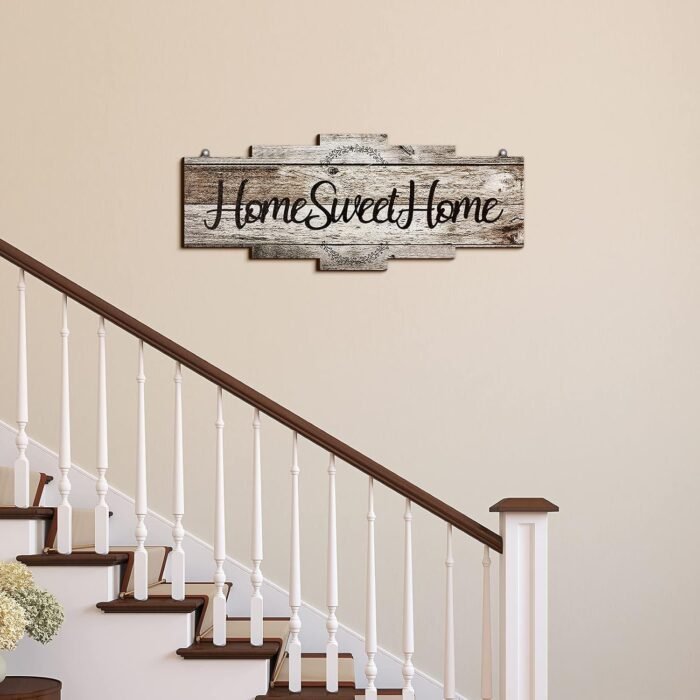 Jetec Home Sweet Home Sign, Rustic Wood , Large Farmhouse Home Plaque Wall Hanging Wooden Sign for Bedroom, Living Room, Wall, Wedding Decor (Gray) - Image 4