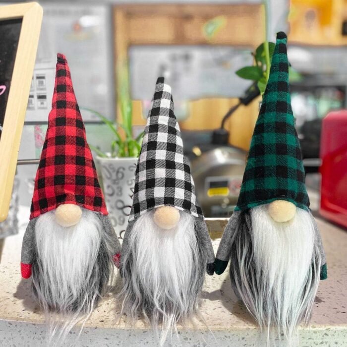 Gnomes Christmas Decorations 3PC Handmade Santa Scandinavian Tomte Plush Gnom, Home Tabletop Ornaments Christmas Gnome Decor for Adults. - Image 4