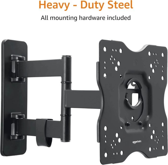 Amazon Basics Full Motion Articulating TV Wall Mount, with Swivel and Tilt, for 26" to 55" TVs and Flat Panels up to 80 Lbs, VESA Compatible, Black - Image 7