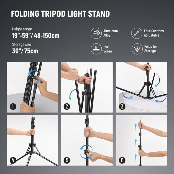 NEEWER Ring Light 18inch Kit: 55W 5600K Professional LED with Stand and Phone Holder, Soft Tube & Bag for Tattoo Lash Extension Barber Makeup Artist Studio Video Photography Lighting, RL-18 - Image 8