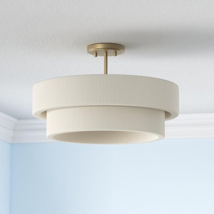 Capital Lighting 349841MA Delaney Modern Hand-Wrapped Rope Drum Pendant Ceiling Light Fixture, 4-Light 240 Total Watts, 13" H x 20" W, Matte Brass - Image 2