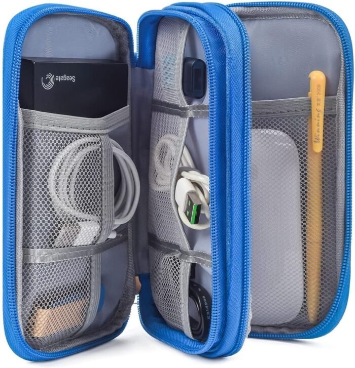 Electronics Accessories Organizer Pouch Bag, Electronic Organizer Travel Case Cable Organizer Electronics Accessories Bag for Cable, Charger, SD Card, Business Travel Gadget Bag (Blue) - Image 4
