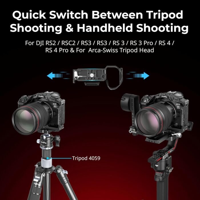 SMALLRIG Black Mamba Camera Cage for Canon EOS R5 Mark II, Aluminum Alloy Camera Rig with Cold Shoe, 1/4''-20 & 3/8''-16 Threaded Holes, Built-in Quick Release Plate for Arca-Type - 4975 - Image 6