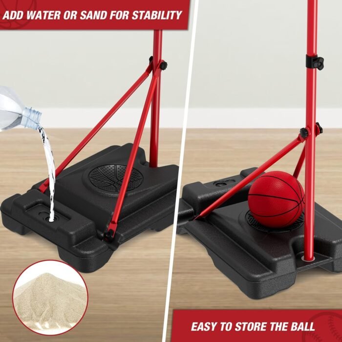 4 in 1 Kids Basketball Hoop and Tball Set for Toddlers 3-5, Adjustable Hanging Tee Ball Stand with Automatic Pitching Machine, Indoor Outdoor Sport Toys Christmas Birthday Gifts for Boys Girls - Image 5