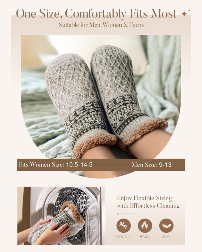 Stocking Stuffers for Adults Men Him: Fuzzy Slipper Socks with Grips Winter Thick Warm Cabin Thermal Socks Comfy Non Slip, Christmas Gifts for Men Husband Dad Grandpa Him Boyfriend Cozy Holiday Gifts - Image 6