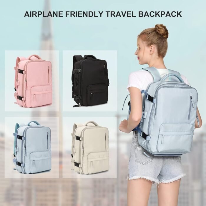 coowoz Travel Backpack For Women Men Airline Approved,Carry On Backpack,Large Hiking Backpack Waterproof Outdoor Sports Rucksack Casual Daypack Fit 15.6 Inch Laptop Backpack Blue College Backpack - Image 7