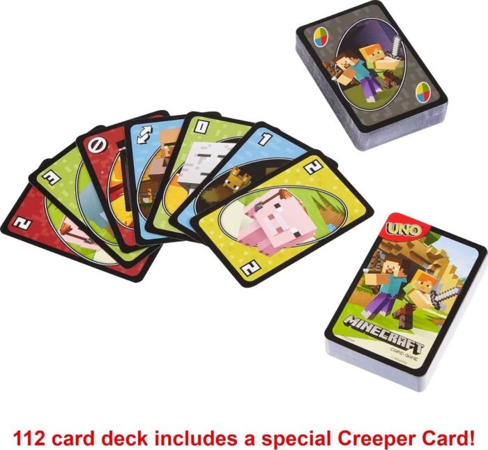 Mattel Games UNO Minecraft Card Game for Family Night with Minecraft-themed Graphics in a Collectible Tin for 2-10 Players (Amazon Exclusive) - Image 5