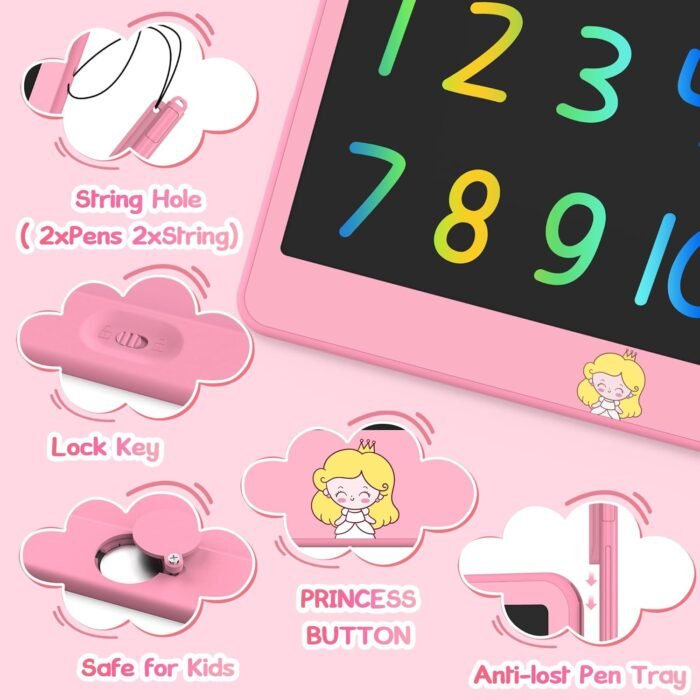 LCD Writing Tablet for Kids 12 Inch, Kids Learning Toys Drawing Pad for Girls Boys, Erasable Doodle Board for Toddlers 3 4 5 6 7 8 Year Old Travel Essentials, Christmas Birthday Gift for Kids - Image 5