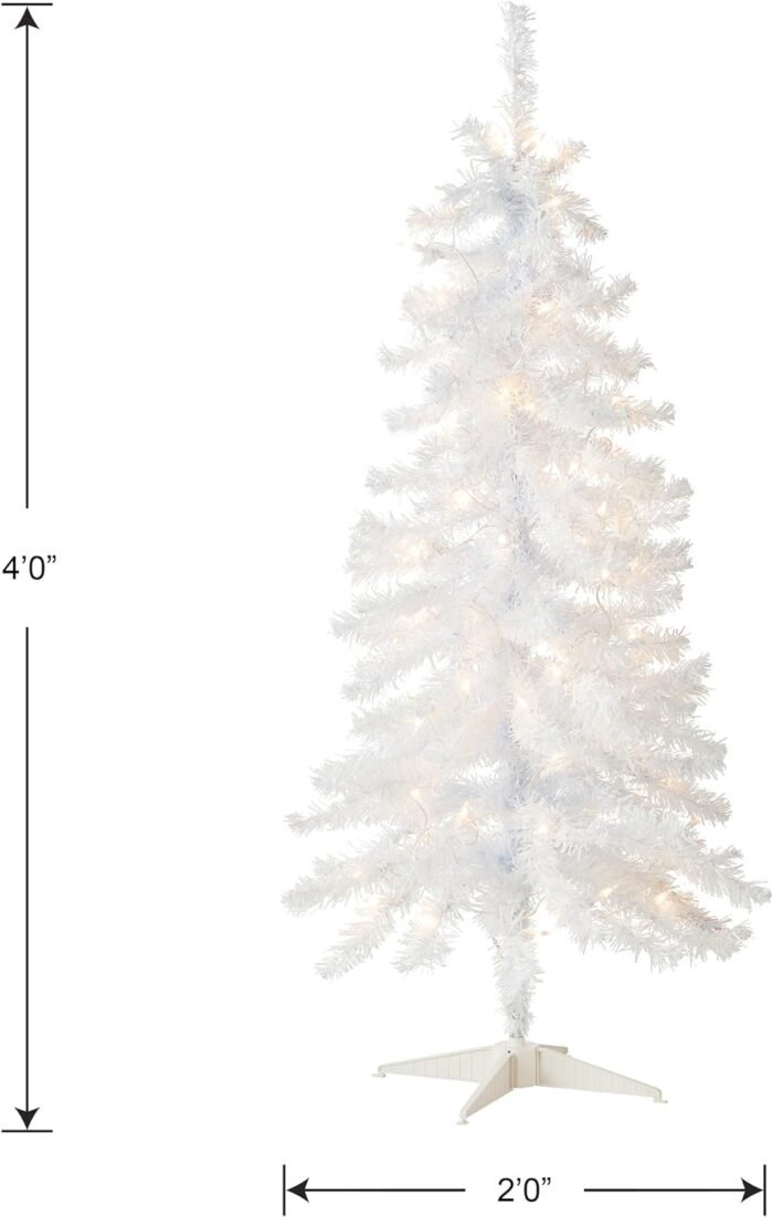 National Tree Company Pre-Lit Artificial Christmas Tree, White Tinsel, White Lights, Includes Stand, 4 feet - Image 5