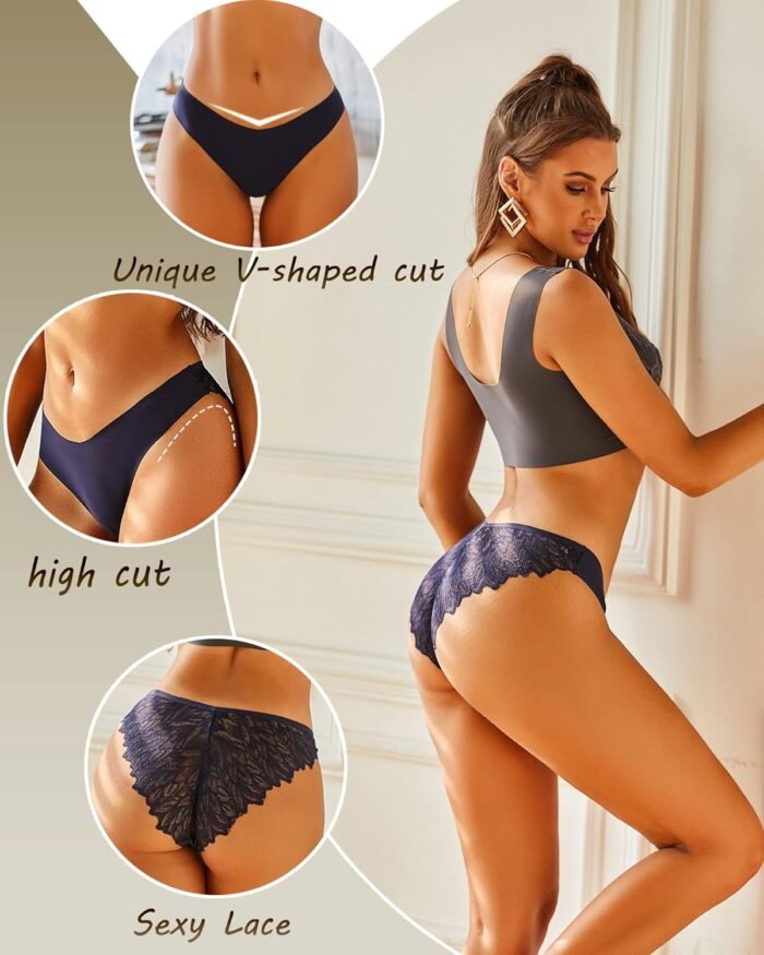 Sth Big Cheeky Underwear for Women Lace No Show Bikini Soft Breathe Seamless Panties Ladies Sexy Hipster Set 6 Pack - Image 3