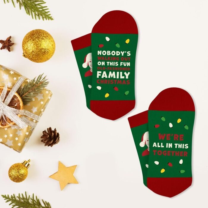Funny Christmas Socks for Women Men, National Lampoons Christmas Vacation Costume Accessories, Winter Warm Knitted Socks - Image 4