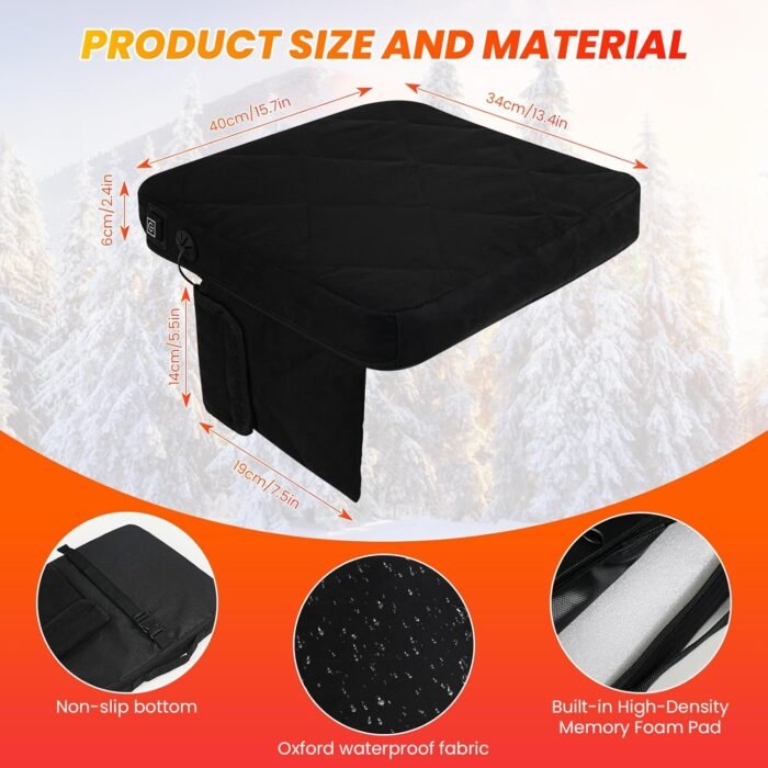 Heated Seat Cushions Portable Heated Stadium Cushion with USB Powered 3 Level Adjustable Temperature Waterproof Heated Seat Pad Outdoor Sports, for Camping Fishing Bleacher Park Work [No Power Bank] - Image 4