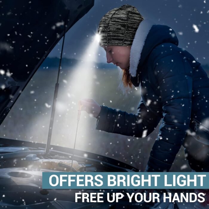 Gifts for Men Beanie Hat with Light - Christmas Stocking Stuffers for Adults Men Dad Birthday Gifts for Men Women Husband Teens Him Rechargeable Flashlight LED Headlamp Cap Winter Lighted Headlight - Image 8