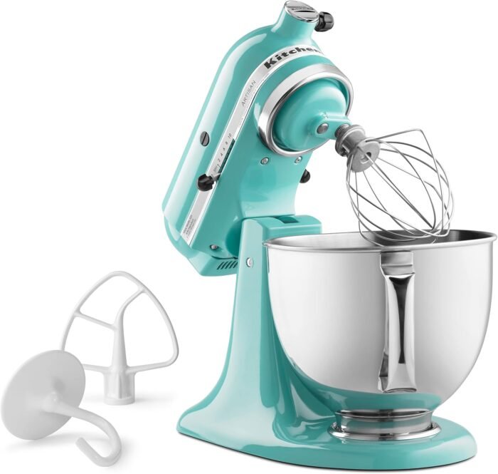 KitchenAid Artisan Series 5 Quart Tilt Head Stand Mixer with Pouring Shield KSM150PS, Removable bowl, Aqua Sky - Image 3