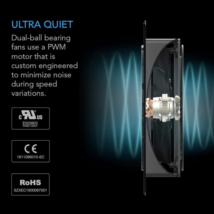 AC Infinity AIRPLATE S5, Quiet Cooling Fan System 8" with Speed Control, for Home Theater AV Cabinets - Image 4