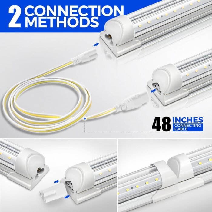 Barrina LED Shop Light 2ft, 20W 3000LM 5000K, T8 LED Light Fixture, Clear Cover, Ceiling and Utility Shop Light, Linkable Tube Lights, Shop Lights for Room, Garage, Workbench, Warehouse, 2-Pack - Image 5