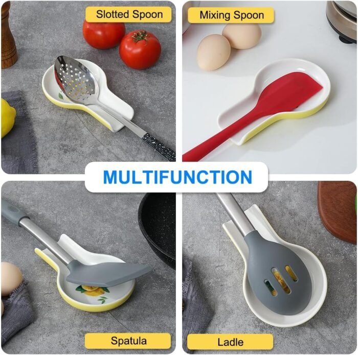 Spoon Rest - Lemon Spoon Rest for Stove Top for Cooking Spoons Spatula Lemon Kitchen Decor Ceramic Spoon Rest for Kitchen Counter with Gift Box Ready - Image 4