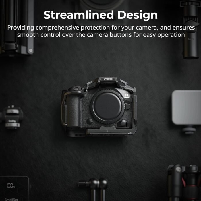 SMALLRIG Black Mamba Camera Cage for Canon EOS R5 Mark II, Aluminum Alloy Camera Rig with Cold Shoe, 1/4''-20 & 3/8''-16 Threaded Holes, Built-in Quick Release Plate for Arca-Type - 4975 - Image 2