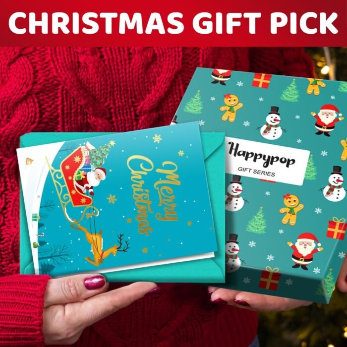 HAPPYPOP Christmas Gifts Stocking Socks for Cat Lovers - Christmas Socks for Teens, Green Cat Mom Dad Socks for Women Men with Greeting Card - Image 2