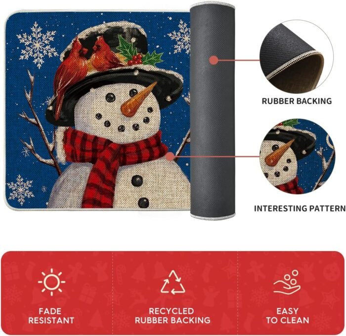 Artoid Mode Blue Let It Snow Snowflake Snowman Winter Kitchen Mats Set of 2, Christmas Decor Low-Profile Kitchen Rugs for Floor - 17x29 and 17x47 Inch - Image 6