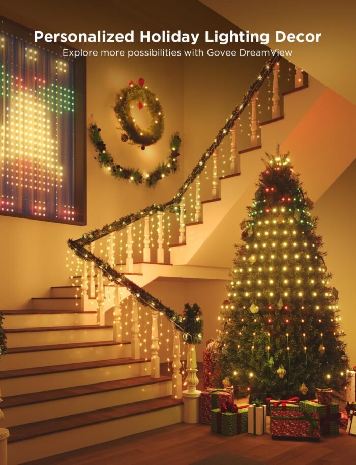 Govee Christmas Tree Lights, Smart RGBIC 480 LEDs Christmas Lights Outdoor, 6.6ft × 24 String Lights for Holiday Decor, IP65 Waterproof, Music Sync, Voice Control, 60+ Scene Modes, Green Wire - Image 9