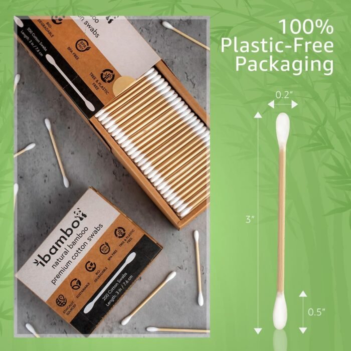 1000 Pack 100% Bamboo Cotton Swabs - Double Tipped Cotton Buds for Ear Cleaning | Bamboo Swabs for Beauty & Personal Care | FSC Certified & Hypoallergenic, Suitable for All Ages and Pets - Image 4