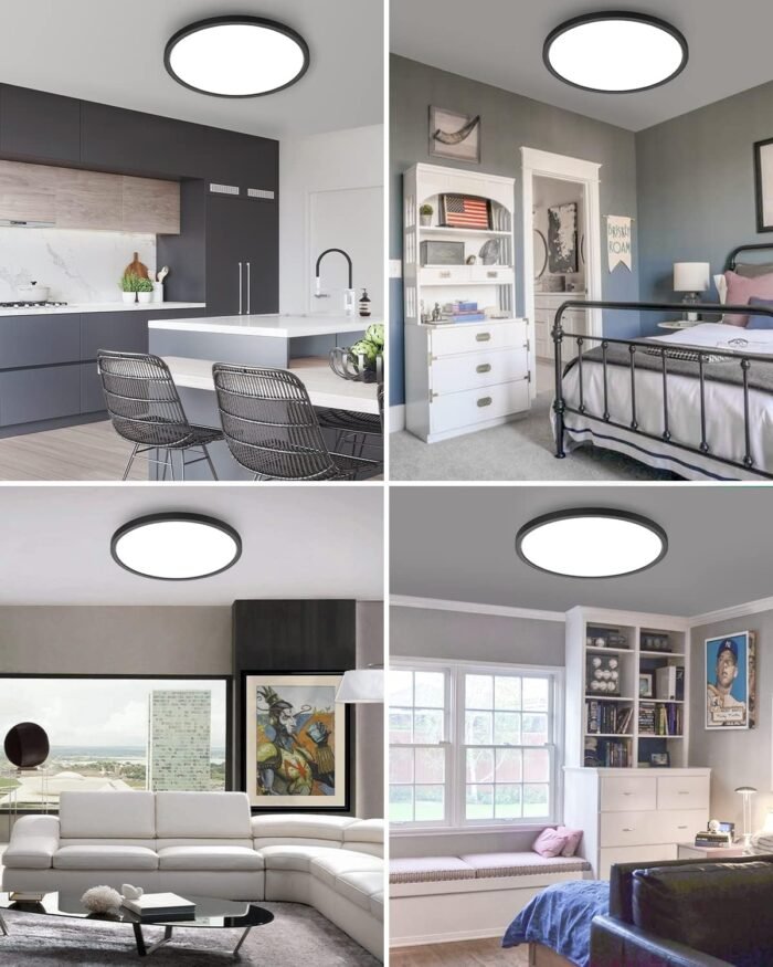 2PACK Flush Mount LED Ceiling Light Fixture Black, 12Inch 28Watt, Dimmable & 3000K-4500K-6000K 3 Color Selectable Ceiling Lamp 3200LM Low Profile Ceiling Light for Kitchen Bedroom Hallway Porch - Image 6