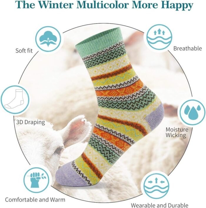FYC Women Socks Winter - Gifts for Women - Warm Thick Soft Wool Socks Christmas Gifts Socks Cozy Crew Socks - Image 6