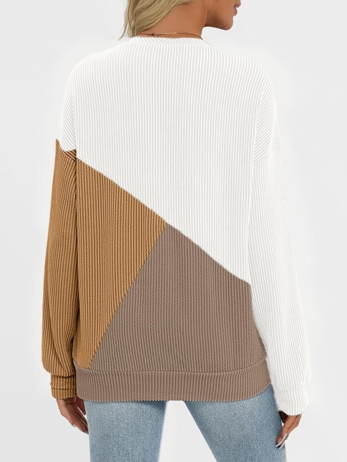 AUTOMET Womens Color Block Long Sleeve Top Crewneck Shirt 2024 - Image 5