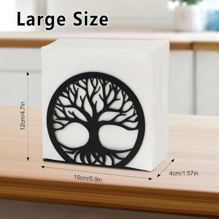 Napkin Holder for Table,5.9” Large Stainless Steel Napkin Holder Standing Napkin Dispenser for Kitchen,Black Metal Modern Napkin Holder for Paper Napkins Western Restaurant Party,Home Decor - Image 3