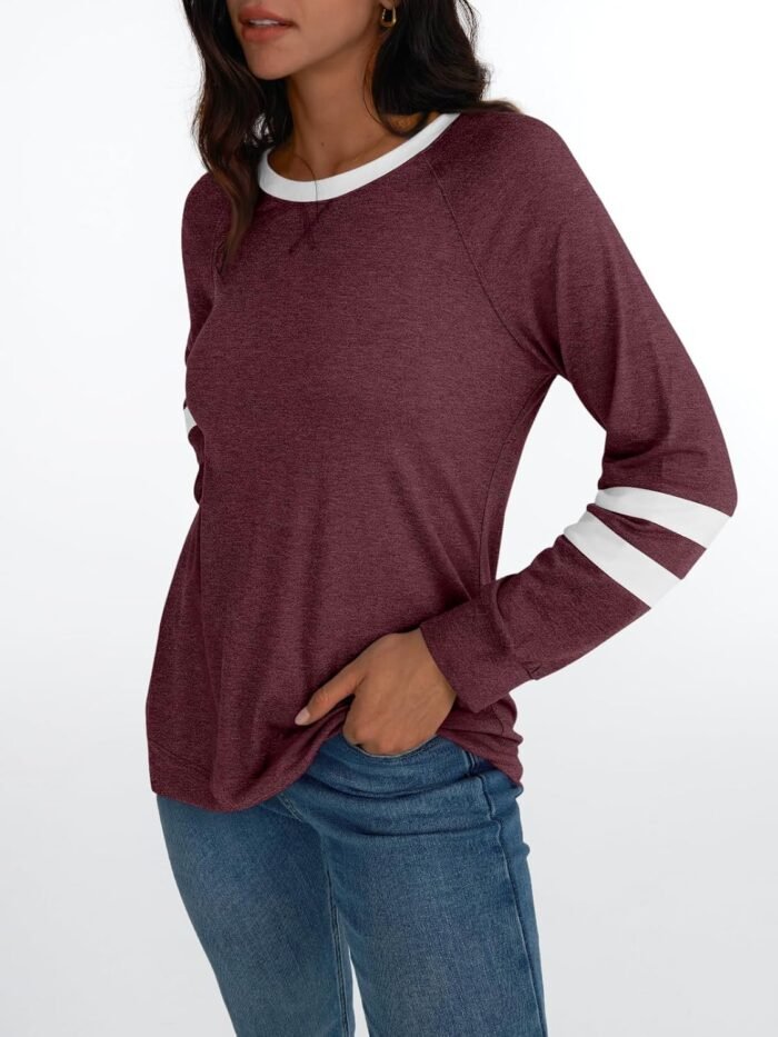 AUTOMET Womens Long Sleeve Shirts Color Block Casual Crewneck Tops Tshirt Basic Tees Fall Fashion Clothes Trendy Outfits - Image 3