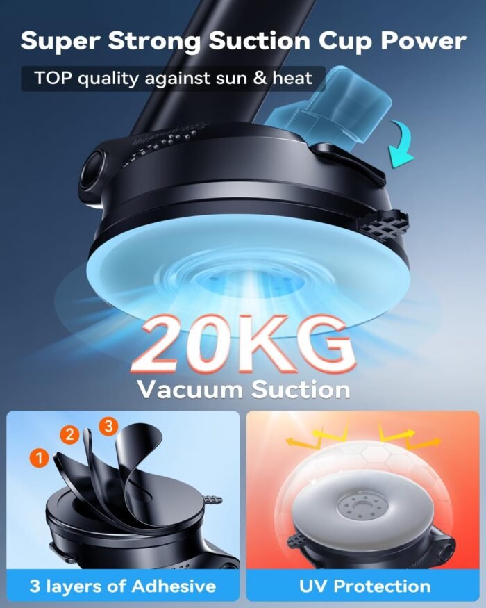 [2024 Newest Upgraded Strongest Military-Grade Phone Holders for Your Car 3in1 Cell Phone Car Mount Dashboard Vent Windshield Phone Holder Fit for iPhone 15 14 13 Pro Max - Image 3