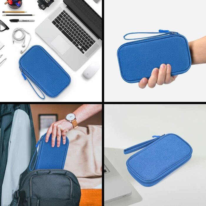 Electronics Accessories Organizer Pouch Bag, Electronic Organizer Travel Case Cable Organizer Electronics Accessories Bag for Cable, Charger, SD Card, Business Travel Gadget Bag (Blue) - Image 7