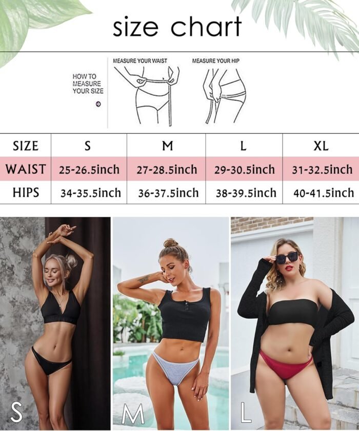 FINETOO 6 Pack String Underwear for Women Cotton High Cut Stretch Breathable Low Rise Hipster Cheeky Bikini Panties S-XL - Image 5