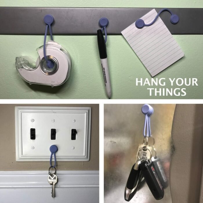 Magnetic Cable Ties Electronic Cord Organizers - 6 Pack Unique Gift Gadget, Fun Bookmark, Refrigerator/Magnetic Board Magnet"Push Pin", Great for Cable Management (Modern Green Collection) - Image 3