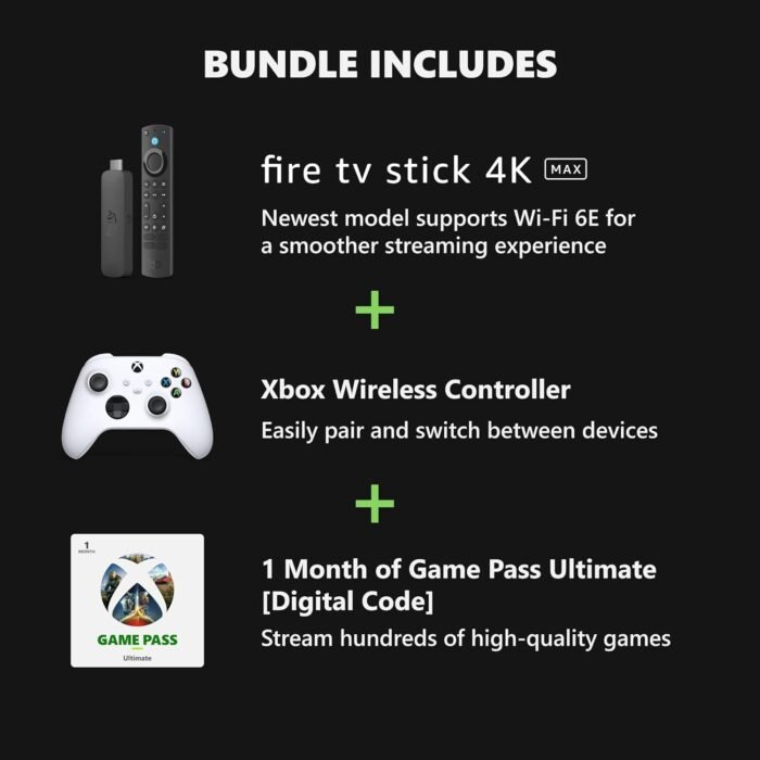 Amazon Fire TV Stick 4K Max, Robot White Core Wireless Controller, and 1 Month Game Pass Ultimate Bundle - Image 2