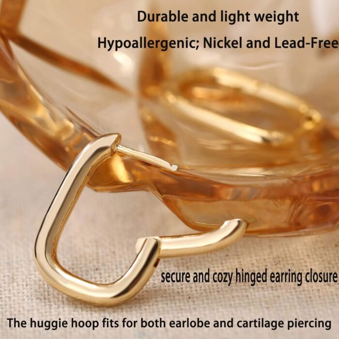 6 Pairs Chunky Gold Hoop Earrings Set for Women 14K Gold Plated Hypoallergenic Thick Open Huggie Hoop Set Jewelry for Gifts - Image 5