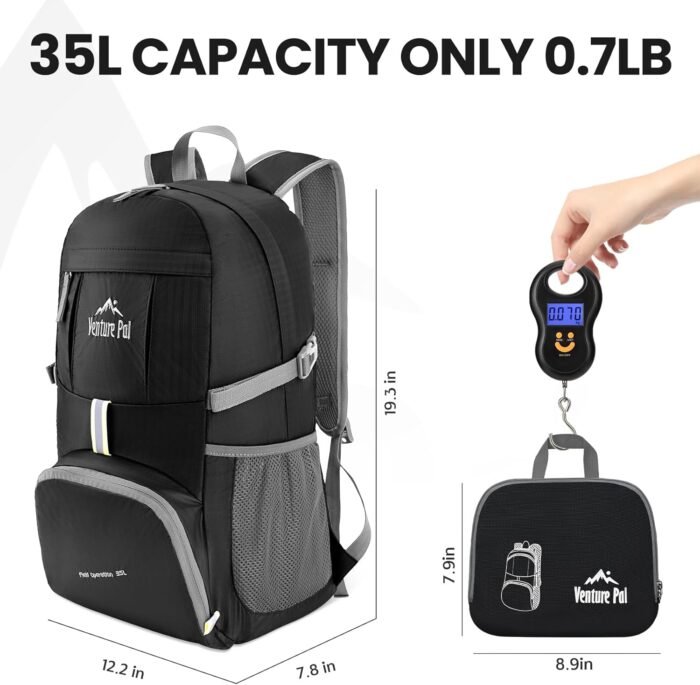 Venture Pal 35L Ultralight Lightweight Packable Foldable Travel Camping Hiking Outdoor Sports Backpack Daypack - Image 5