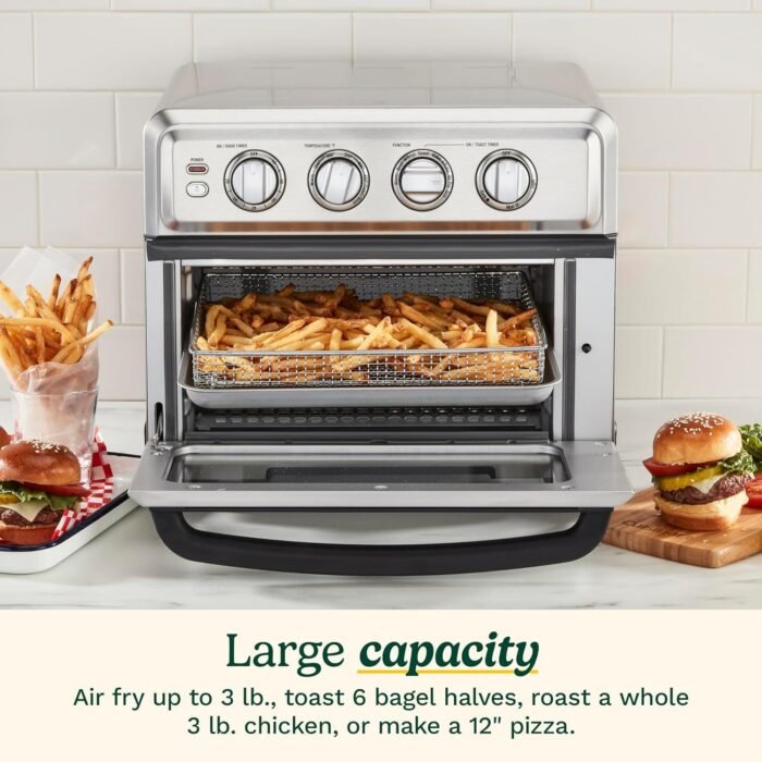 Cuisinart Air Fryer + Convection Toaster Oven, 8-1 Oven with Bake, Grill, Broil & Warm Options, Stainless Steel, TOA-70 - Image 3