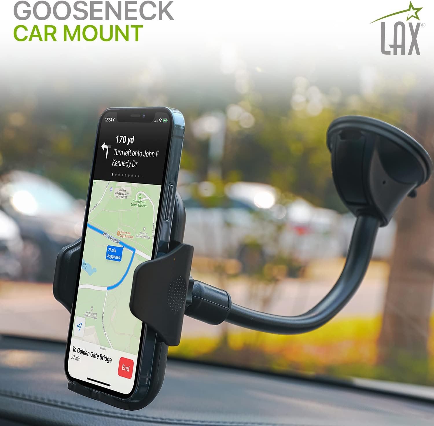 LAX Gadgets Cup Holder Phone Mount for iPhone 13, Samsung Galaxy S20, GPS Devices - Black - Image 2