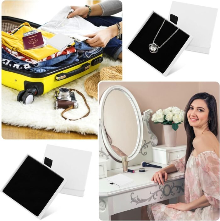 2Pcs Jewelry Gift Box Bracelet Gift Boxes Cardboard Jewelry Box Square Necklace Earring Bracelet Gift Box Kraft Organizer Storage Box for Jewellery (White) - Image 4