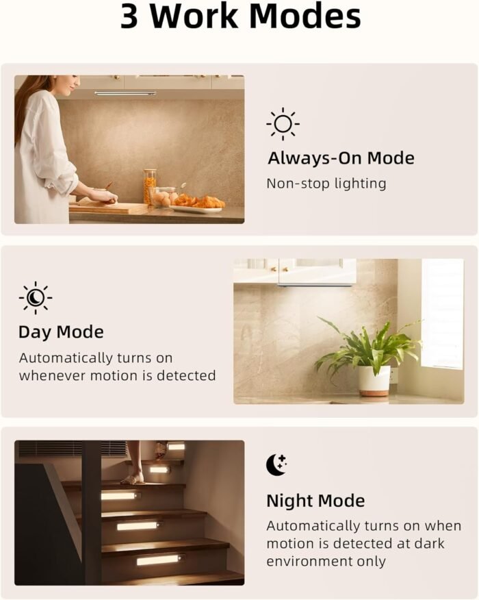 EZVALO Under Cabinet Lights, LED Closet Lights Wireless USB Charging, Motion Sensor Lighting Indoor 3500K Dimmable with Remote Control (Warm) 5 Pack - Image 5
