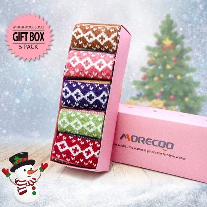 MORECOO Womens Socks Winter - Christmas Gifts for Women - Thick Wool Soft Warm Fuzzy Cozy Crew Socks for Women - Image 2