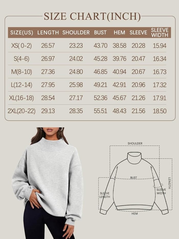Trendy Queen Womens Oversized Sweatshirts Turtleneck Pullover Long Sleeve Hoodies Tops Fall Fashion Outfits 2024 Clothes - Image 6