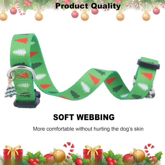 ADOGGYGO Christmas Dog Collar, Cute Christmas Tree Xmas Dog Collars Adjustable Soft Dog Christmas Collars for Small Medium Large Dogs (Large, Christmas Tree) - Image 3