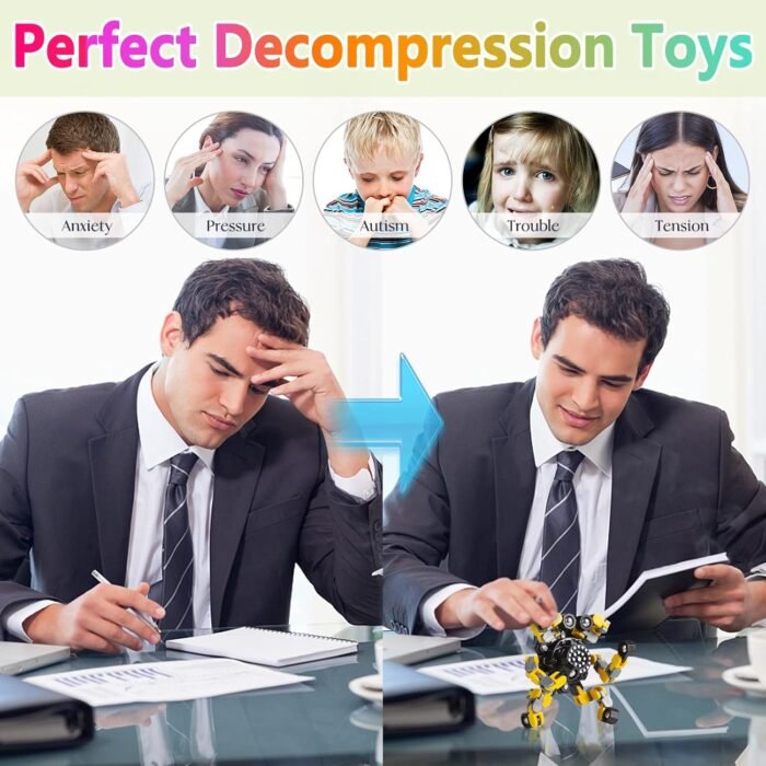 Transformable Fidget Spinners 4 Pcs for Kids and Adults Stress Relief Sensory Toys for Boys and Girls Fingertip Gyros for ADHD Autism for Kids Gifts (Fidget Toy 4pc) - Image 4