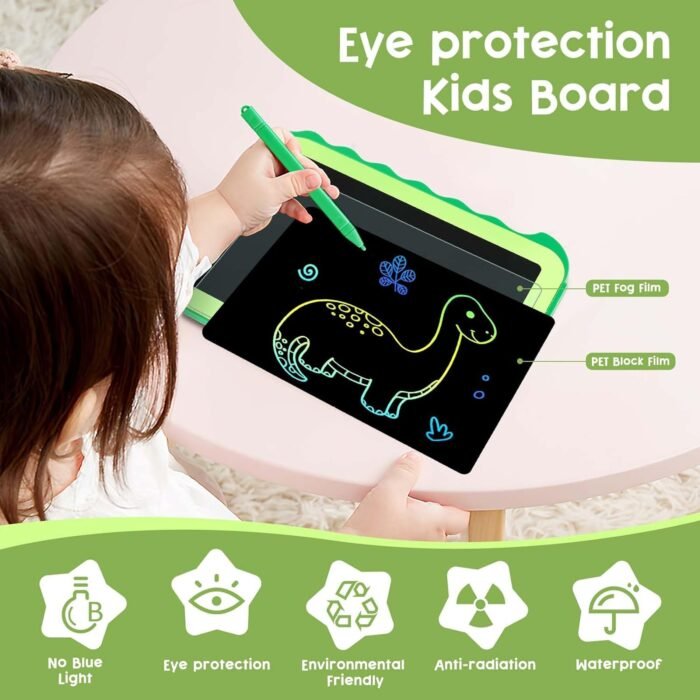 LCD Writing Tablet for Kids, Colorful Toddlers Toys Drawing Board, Educational Kid Toys, Doodle Pad Dinosaur Toys for 2 3 4 5 6 7 8 Year Old Boys Girls Birthday Party Christmas Gifts,8.5inch - Image 3