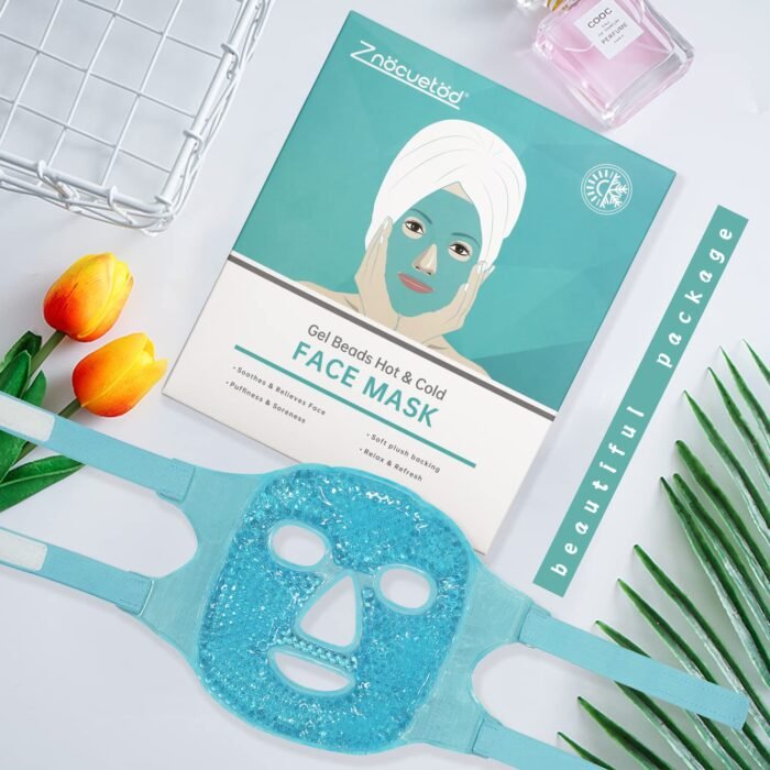 Cold Face Eye Mask Ice Pack Reduce Face Puff, Dark Circles, Gel Beads Hot Heat Cold Compress Pack, Face SPA for Woman Sleeping, Pressure, Headaches, Skin Care, Post Laser Care[Blue] - Image 8